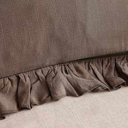 Foindtower Linen Fringe Ruffle Throw Pillow Covers 18×18 Inch Dark Brown - color: Dark Brown, size: 18" x 18" (Pack of 2)