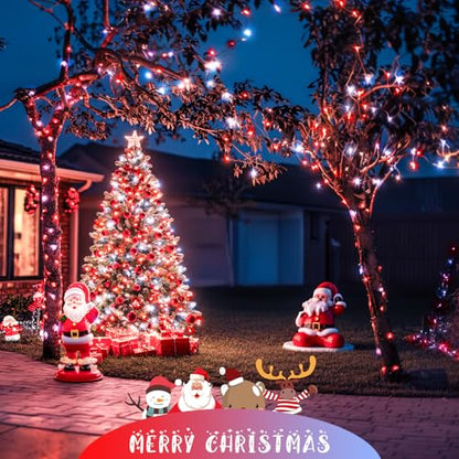 JMEXSUSS 2 Pack 100 LED Red and White Christmas Lights Outdoor, Each 33FT - color: Red White, size: 200 LED