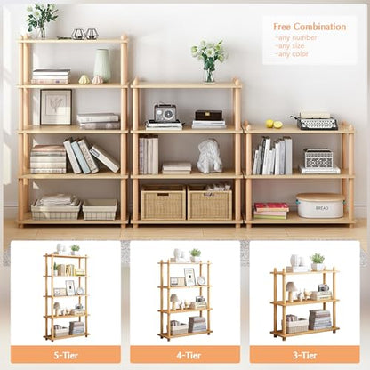 IOTXY 4-Tier Wooden Shelf Bookcase, Freestanding Open Bookshelf, White - color: White, size: 4-Tier