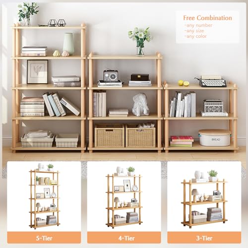 IOTXY 5-Tier Wooden Shelf Bookcase, Freestanding Open Bookshelf, Oak - color: Oak, size: 5-Tier