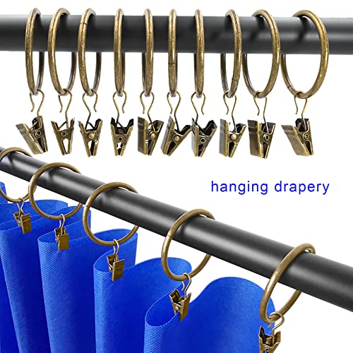 LLPJS Curtain Rings with Clips, 1.5 inch ID, 60 Pack, Bronze - color: Bronze, size: 1.5" I D Set of 60