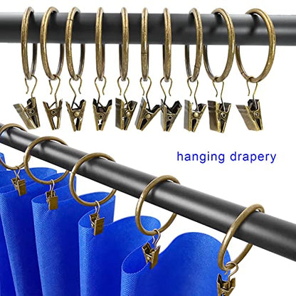 LLPJS Curtain Rings with Clips, 1.5 inch ID, 60 Pack, Bronze - color: Bronze, size: 1.5" I D Set of 60
