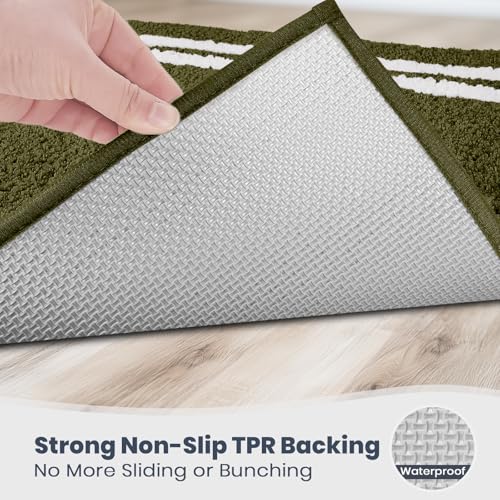 PURRUGS Bathroom Runner Rug, Bath Mat, 24" x 60", Olive Green - color: Olive Green, size: 24" X 60"