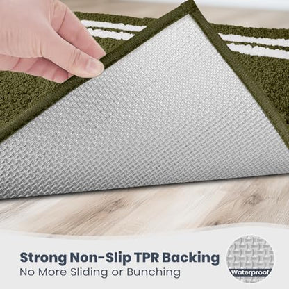 PURRUGS Bathroom Runner Rug, Bath Mat, 24" x 60", Olive Green - color: Olive Green, size: 24" X 60"