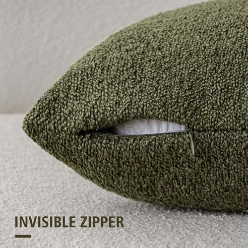 Foindtower Decorative Textured Boucle Throw Pillow Covers 16x16 Moss Green - color: Moss Green, size: 16" x 16" (Pack of 2)