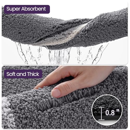 DEXI Bathroom Rugs 32x20, Soft Absorbent Bath Mat, Dark Grey - color: Dark Grey, size: 32" X 20" (Rectangular)