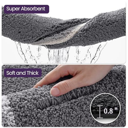 DEXI Bathroom Rugs 43x24, Soft Absorbent Bath Mat, Dark Grey - color: Dark Grey, size: 43" X 24" (Rectangular)