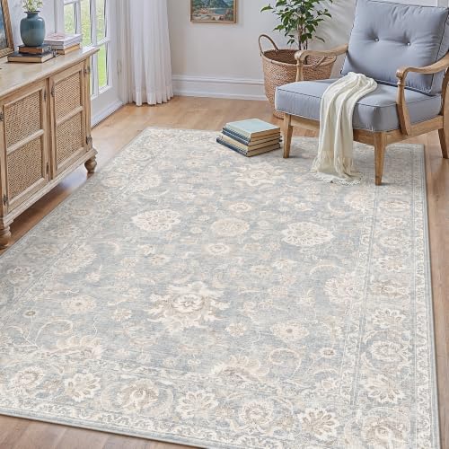 3x4 Blue Cream Neutral Area Rug - color: Blue, size: 3' x 4' (Rectangular)