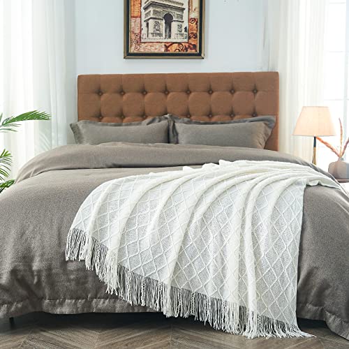 inhand Off White Knitted Throw Blanket for Couch and Bed, 60"x80" - color: A(off White), size: 60"x80"