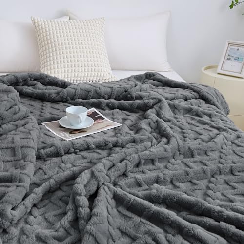 Aganear Fleece Throw Blanket for Couch Sofa 60"x80" Grey - color: Gray, size: Twin(60×80in)