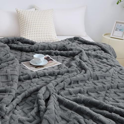 Aganear Fleece Throw Blanket for Couch Sofar 50"x60" Grey - color: Gray, size: Throw(50×60in)