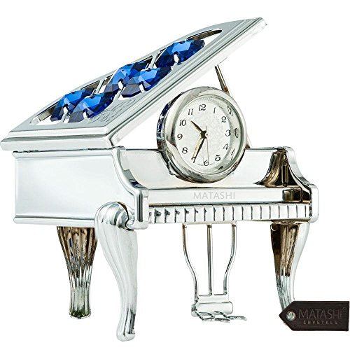 Matashi Silver Plated Vintage Piano Desk Clock - color: Silver