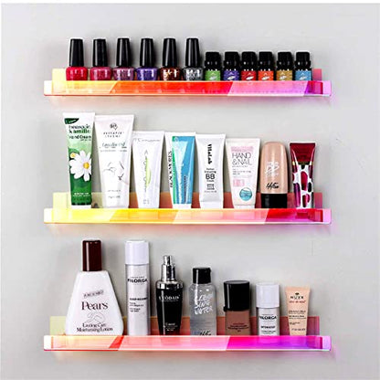 8 Pack 15 Inch Iridescent Acrylic Floating Wall Shelves, Rainbow Shelves - color: 15in-iridescent-8 Pack