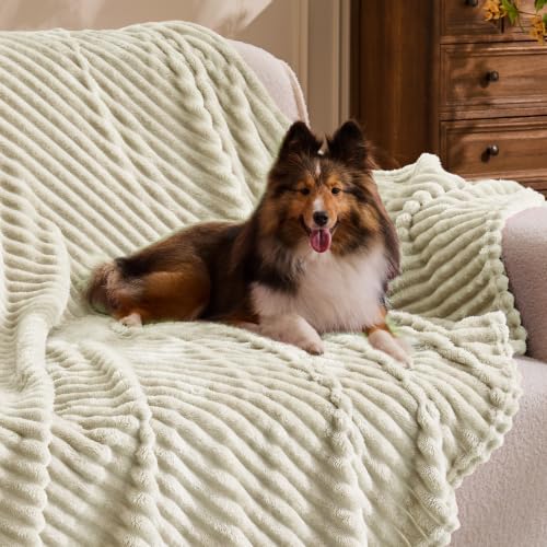 BEDELITE Ribbed Jacquard Beige Fleece Throw Blanket for Couch, 50x70 Inch - color: Beige, size: Throw XL(50"x70")