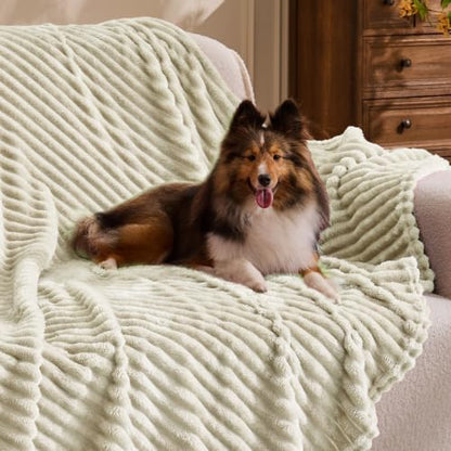 BEDELITE Ribbed Jacquard Beige Fleece Throw Blanket for Couch, 50x70 Inch - color: Beige, size: Throw XL(50"x70")