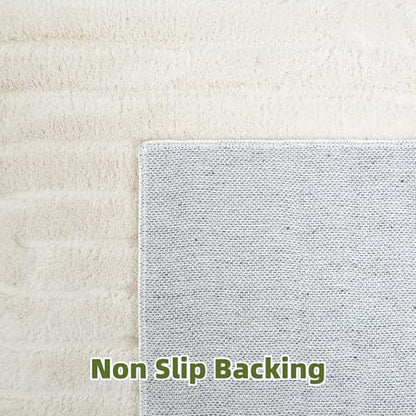 Beige Solid Area Rug 8x10, Washable Rugs for Living Room Bedroom - color: Light Beige, size: 8' x 10' (Rectangular)