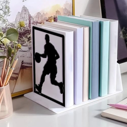 Peacoblue 5.3"x4.3"x7.9" Metal Bookends, Heavy Duty Book Ends for Shelves - style: Basketball