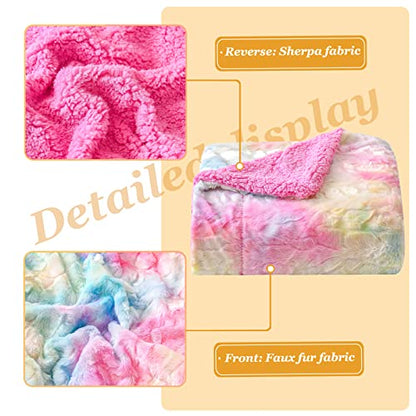 NEWCOSPLAY Faux Fur Sherpa Throw Blanket for Couch, Light Rainbow, 40"x50" - color: Light Rainbow, size: Throw(40"x50")