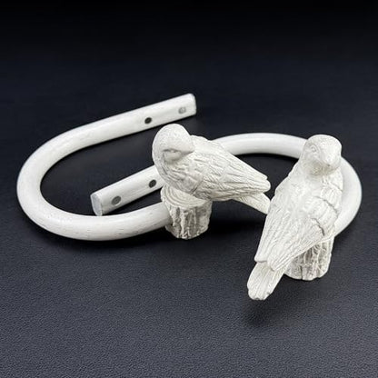 Curtain Drapery Holdbacks with Resin Bird, Wall Mount Drapery Hooks Holders, Set of 2, White, Suitable for Drywall - color: White