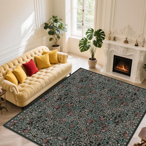 10x14 Area Rug for Living Room Washable Carpet (Dark Green) - color: Dark Green, size: 10' x 14' (Rectangular)