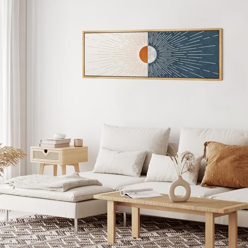 MUDECOR Large Framed Canvas Print Wall Art Radiant Dawn Abstract Sunburst Illustrations Antique Retro Fine Art Illustrations Decorative Colorful for Bedroom - 60"x20" - color: A06-2402-na30, size: 60"L x 20"W