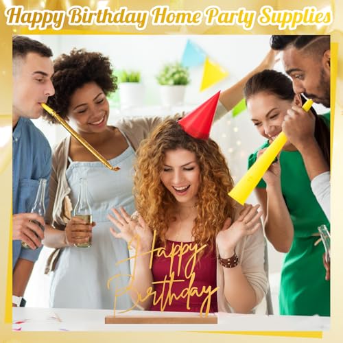 Yaocom Happy Birthday Table Sign Gold Metal Birthday Centerpiece 13.78" - style: Birthday