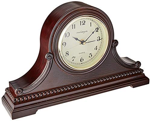 Mantel Clocks, Battery Operated, Silent Wood Table Clock with Westminster Chimes On The Hour, Solid Wooden Shelf Chiming Mantle Clock, 9" x 16" x 3" (Walnut - Arabic Numerals) - color: Walnut - Arabic Numerals