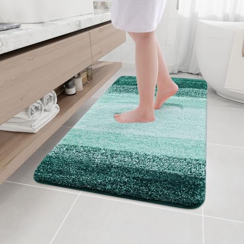 Arotive Microfiber Bathroom Rugs, Shaggy Soft Absorbent Bath Rug, 44x32 - color: Dark Green, size: 44" X 32"