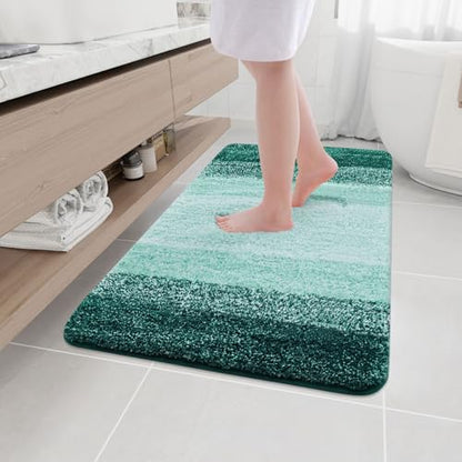 Arotive Microfiber Bathroom Rugs, Shaggy Soft Absorbent Bath Rug, 44x32 - color: Dark Green, size: 44" X 32"