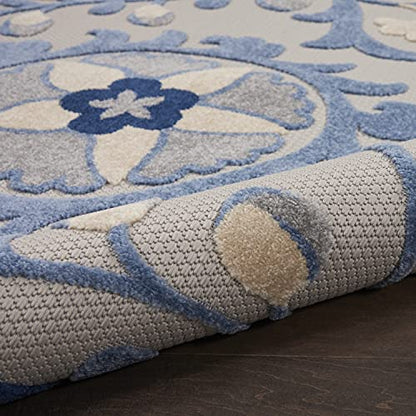 Nourison Home Aloha Blue Grey 2'3" x 8' Area Rug - Easy Clean, Non Shedding, Bed Room, Living Room, Dining Room, Kitchen (8' Runner) - color: Blue Grey, size: 2'3" x 8' (Runner)