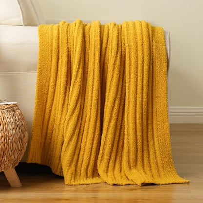 Battilo Yellow Throw Blanket for Couch, Fluffy Soft Blankets, 50"x60" - color: Yellow, size: 50"x60"