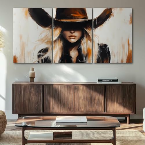 Wivsev Western Cowgirl Wall Art,Western Canvas Wall Art Prints,Cowgirl Picture Wall Decor For Bedroom,Living Room,Office Home Decorations (12" x 18" x 3 pcs) - size: 12" x 18" x 3 pcs