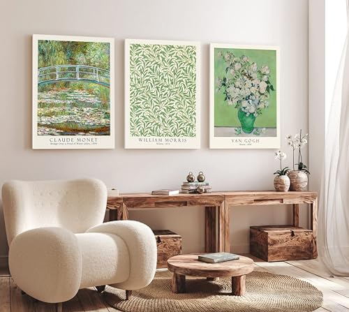 Induslyfe Large Framed Grass Wall Art Canvas Decor Set of 3, Matisse Framed Prints Posters Mid Century Modern Art, Aesthetic Floral Botanical Wall Art for Bedroom, Living Room, Bathroom 18x24 - color: Grass, size: 18"x24"