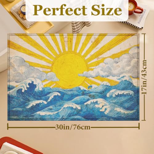 Sunshine Art Wave Bath Mat Rug, Door Mat Doormat Entrance Non-Slip Bathroom Rugs for Entryway Bathroom Kitchen 17 x 30 Inch - color: Sunshine Art Wave