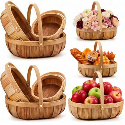 Sintuff 6 Pcs Wicker Baskets with Handles, 3 Sizes,Light Brown - color: Light Brown