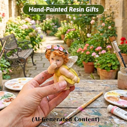 XJar Resin Garden Fairy Figurine, Yellow Hand Painted Yard Decor Statue - color: Flower Fairy - Yellow