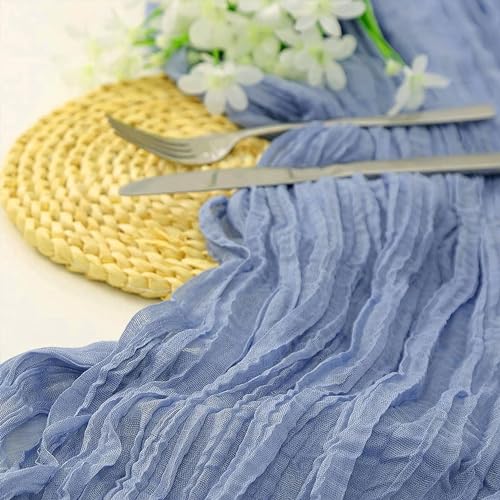 6 Pack Dusty Blue Cheesecloth Table Runner 35 x 120 Inch - color: Dusty Blue, size: 6 Pcs - 10 Ft