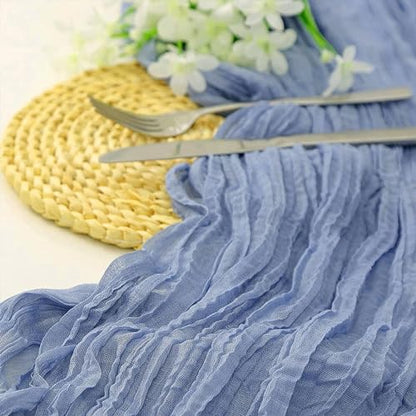 10 Pack Dusty Blue Cheesecloth Table Runner 17 x 108 Inch - color: Dusty Blue, size: 10Pcs - 9 Ft