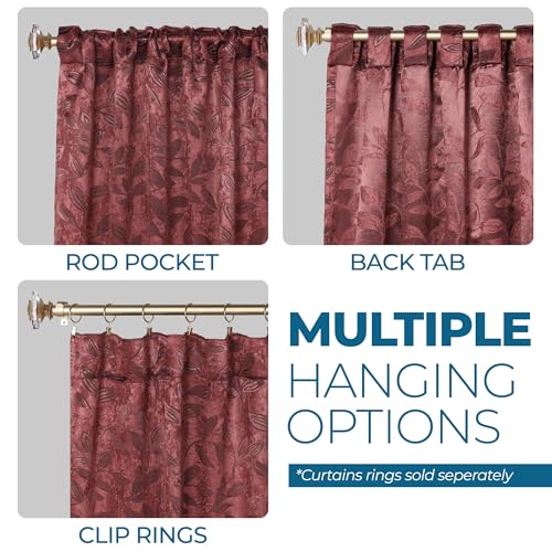 SUPERIOR Blackout Curtains, Room Darkening, Bedroom, Drapes, Kitchen, Living Room Window Accents, Sun Blocking, Thermal, 2 Pack, Leaves Blackout Curtains, Set of 2, 46" x 96", Antique Copper - color: Antique Copper, size: 46"W x 96"L (Pack of 2)