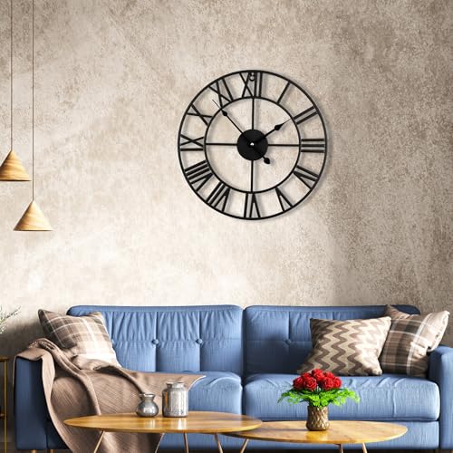 20 Inch Large Wall Clock, Silent Non Ticking, Roman Numerals - size: 20 inches(Medium Wall Clock)