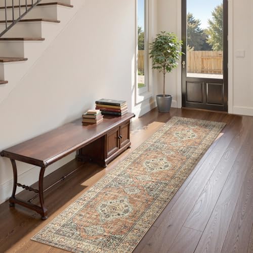 Lahome Oriental Runners for Hallways, 2.5x10 Kitchen Runner Rug Non Slip - color: Terracotta, size: 2.5' x 10' (Runner)