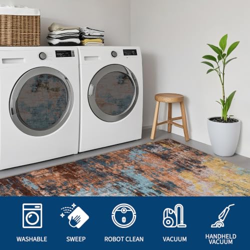 GarveeHome Modern Abstract Runner Rug 2.5x8 Hallway Rug Yellow - color: Wind/Cloud, size: 2.5' x 8'