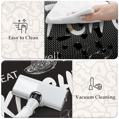 KIMODE Kitchen Mats 2PCS,Cushioned Anti Fatigue Farmhouse Kitchen Rugs Mats - color: Kitchen/Black, size: 47"L x 17.3"W x 0.47"Th + 29"L x 17.3"W x 0.47"Th