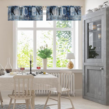 Emvency Valances for Windows, 2 Pack, 52x18 Inch, Farmhouse Blue - color: Kitchen Blue, size: 52"W x 18"L (Pack of 2)