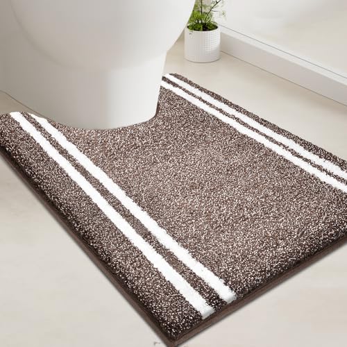 PURRUGS Bathroom Rug, Bath Mat, 20" x 24" U-Shaped, Brown - color: Brown, size: 20" X 24" U-Shaped