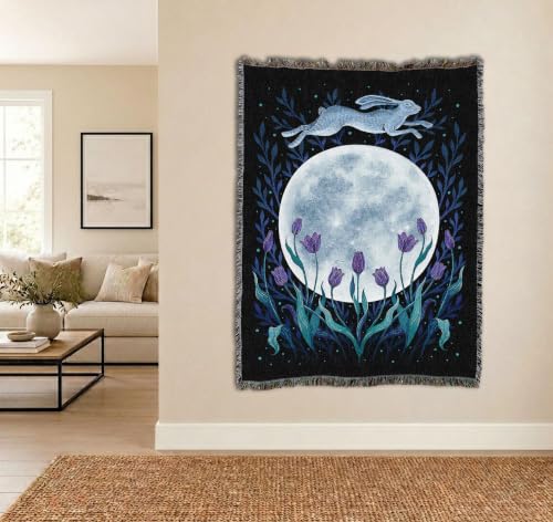 Pure Country Weavers Christmas Rose by Episodic Drawing - Gift Tapestry Throw Blanket Woven from Cotton - Made in The USA (72x54) - color: Easter Moon, size: 72x54