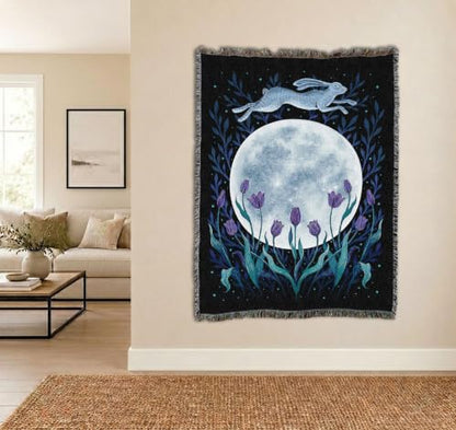 Pure Country Weavers Christmas Rose by Episodic Drawing - Gift Tapestry Throw Blanket Woven from Cotton - Made in The USA (72x54) - color: Easter Moon, size: 72x54