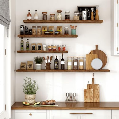 Vivelove 10 Inch Deep Floating Shelves 30x10” Set of 2, Rustic Brown - color: Rustic Brown, size: 30”wx10.2”dx1.5”h
