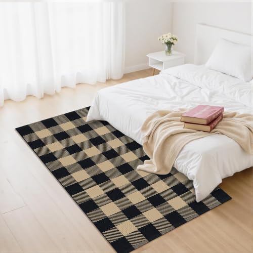 Outdoor Rugs, Brown and Black Area Rug Checkered 3’x 5’ - color: Brown & Black, size: 3' x 5' (Rectangular)