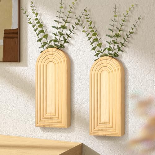 EOSAHR Wall Vase: Wall Planter for Boho Decor Accents, Original Wood - color: Original Wood